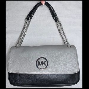 SOLD! Michael Kors Black Grey Leather Shoulder Bag